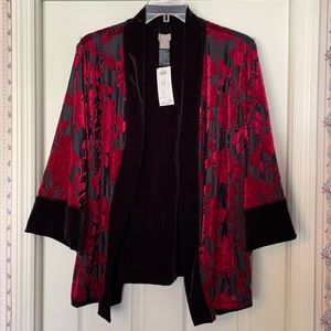 NWT Chico’s Travelers Reversible Red Velvet Jacket